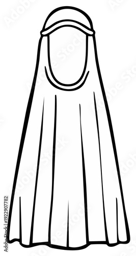 Minimalist Islamic woman wearing head covering in line art style