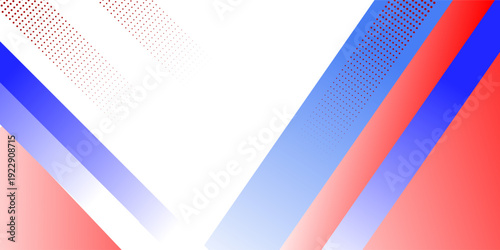 Abstract sports halftone background with dynamic red, white and blue stripes. eps10