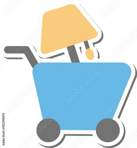 E-commerce home furnishings shopping cart carrying a modern table lamp for online retail purchase