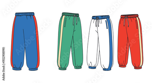 Track Pants Line art modern color vector design