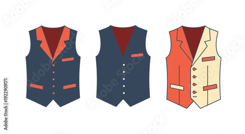 Waistcoat Line art minimal vivid color vector