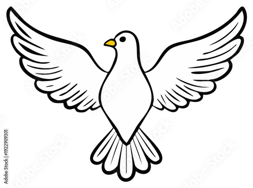 White Dove Flying Illustration with Wings Open for Peace and Freedom Symbolism