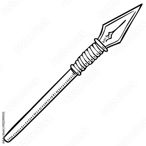 Hand-drawn spear vector graphic weapon illustration for fantasy, games, art, print