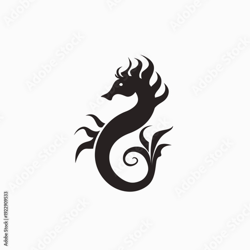 Wallpaper Mural Black seahorse silhouette isolated on white background symbol concept design Torontodigital.ca
