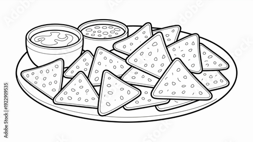 Vector illustration of cheese cubes and dips on decorative plate for appetizer snack food concept