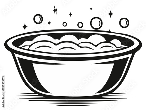 Sparkling Clean Water Bowl with Bubbles and Stars