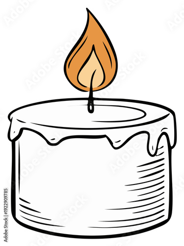 Cartoon candle burning with flame illustration
