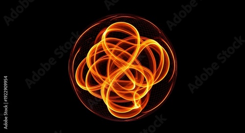 Vibrant orange glowing energy swirls in an oval shape against a black background