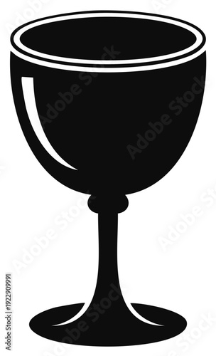 Classic stemmed wine glass icon in a simple black and white silhouette style vector graphic