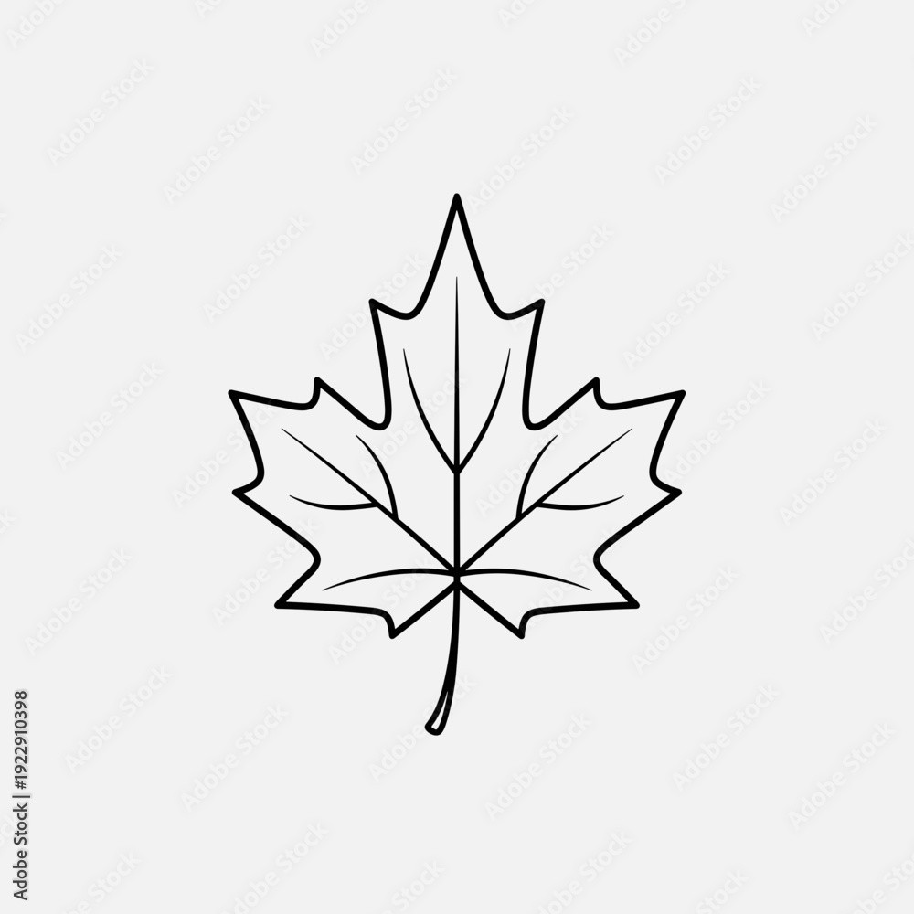 Obraz premium Maple Leaf Outline Icon Vector – Minimal Autumn Nature Line Art Illustration