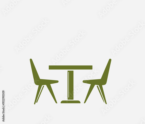Dining Table and Chairs Icon Vector – Minimal Furniture Silhouette Interior Illustration