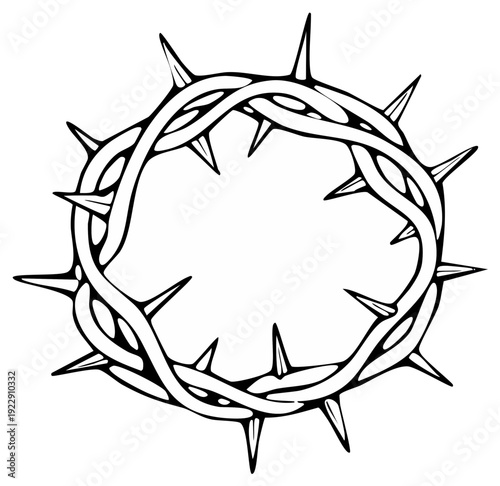 Symbolic Crown of Thorns Religious Iconography Illustration