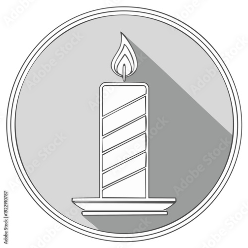Icon of a lit candle, drawing within a grey circle