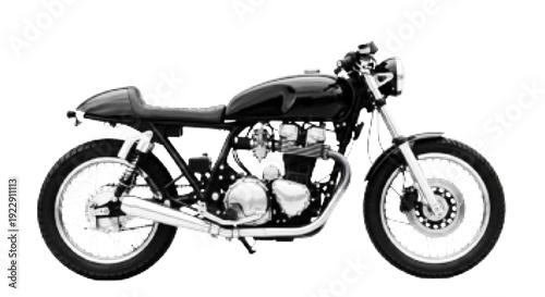 Classic Motorcycle Illustration with Halftone Texture Effect