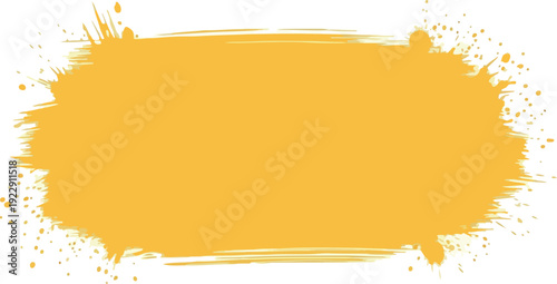 Yellow brush stroke background with splatters and empty space for text