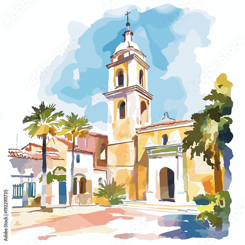 Piriapolis. Piriapolis hand drawn watercolor illustration