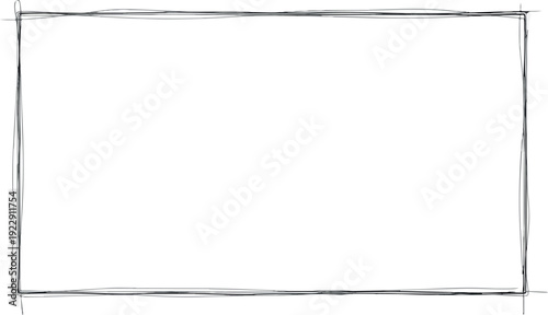 Simple hand-drawn rectangular outline on a white background, perfect for graphic design elements and creative projects