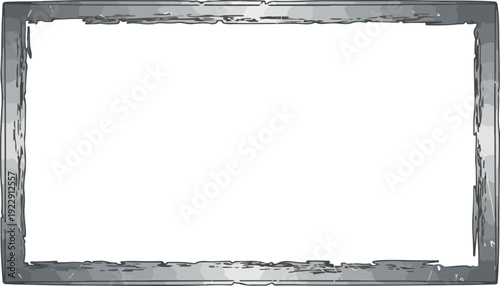 Rustic distressed picture frame border with a weathered metallic appearance, perfect for a vintage or grunge aesthetic