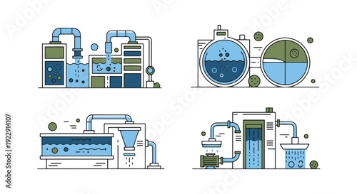 Wastewater Treatment minimal smooth color vector