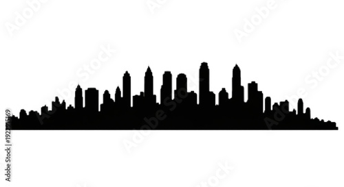 City Skyline Silhouette with Halftone Texture Effect