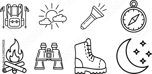 Camping and outdoor adventure icons