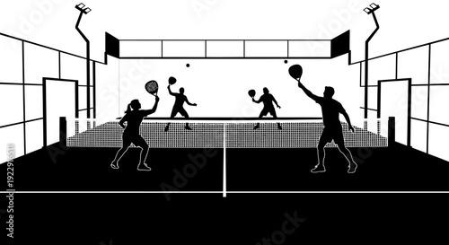Silhouettes of People Playing Table Tennis in an Indoor Sports Hall