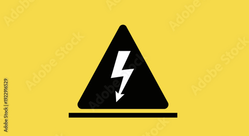 Electrical Hazard Warning Sign with Lightning Bolt Symbol on Yellow Background