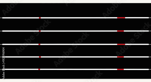 Abstract Road Lines with Dashed Red Sections on Black Background