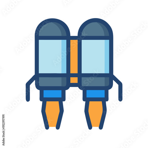 Stylized Jetpack Illustration Depicting Flight and Adventure on a Black Background