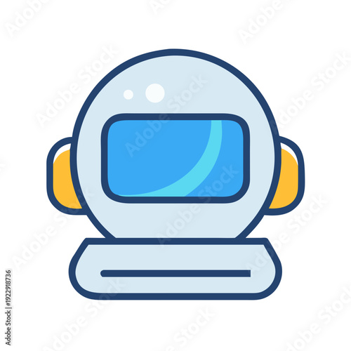 Stylized illustration of astronaut helmet against black background, space exploration concept