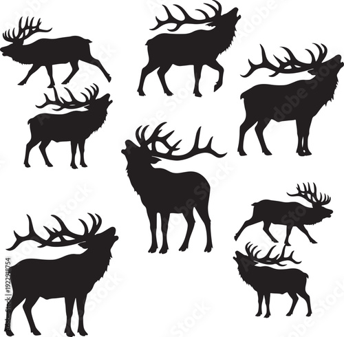 Elk  Stag Silhouette Vector.Created by  Ai and illustrator.