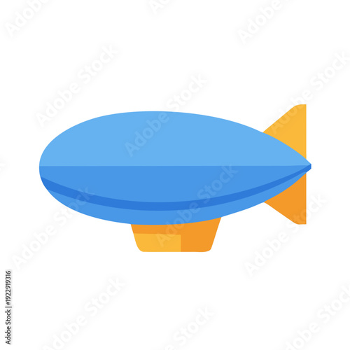 A minimalist flat vector illustration of a blue and yellow airship.
