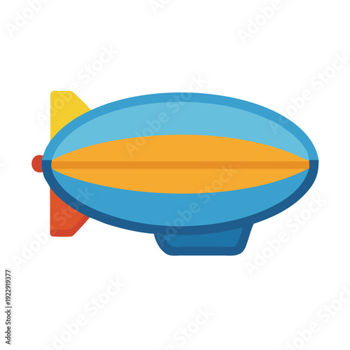Cartoon blimp illustration in flat style on a black background suitable for kids