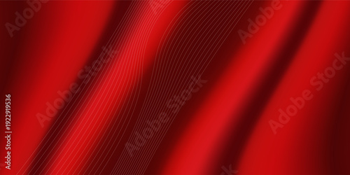 Luxury red satin smooth fabric background. Abstract background luxury red cloth or liquid wave or wavy folds of silk satin background. Red silky fabric. Decoration element for design.