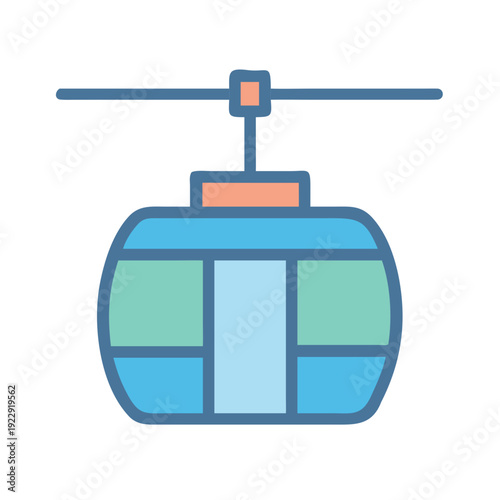 Simple flat illustration of a mountain gondola isolated against black background
