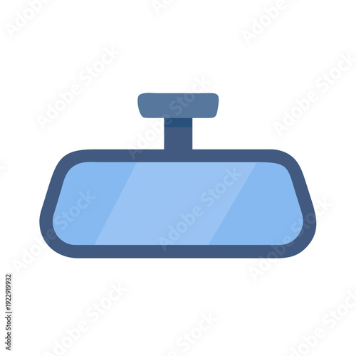 Stylized flat vector illustration of a car rear-view mirror on black background