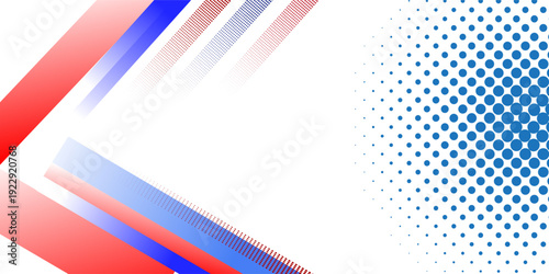 Abstract sports halftone background with dynamic red, white and blue stripes. eps10