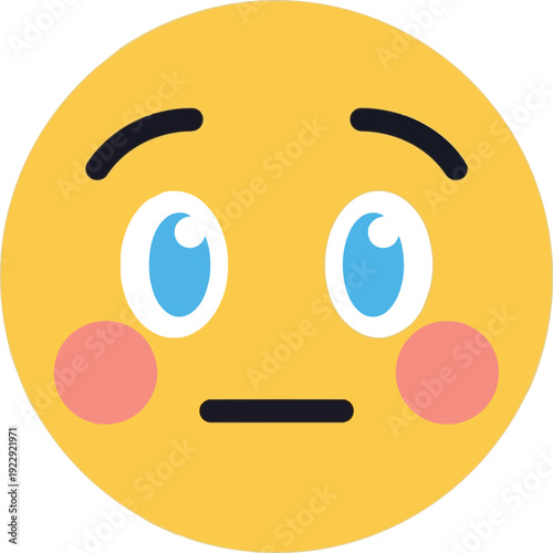 Blushing Surprised Emoji Face Vector Icon Isolated on White Background