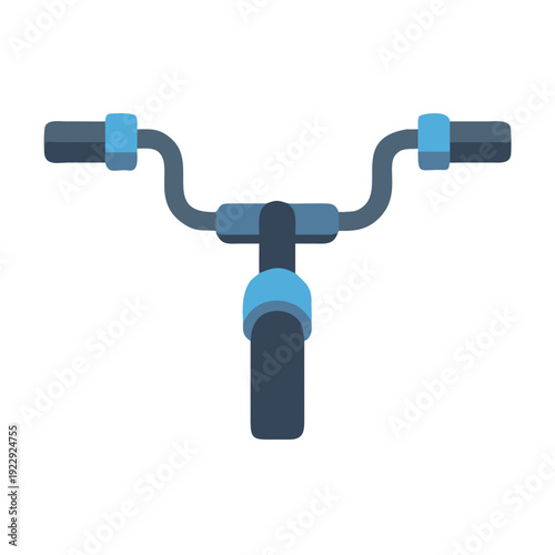 Illustration of bicycle handlebars and front part on black background in flat design