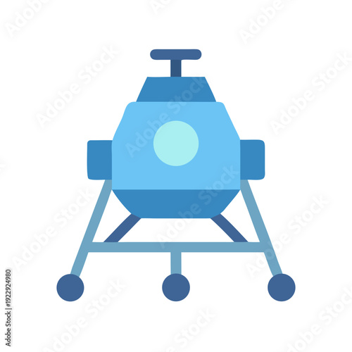 Stylized Lunar Lander Icon with Blue Tones on Black Background