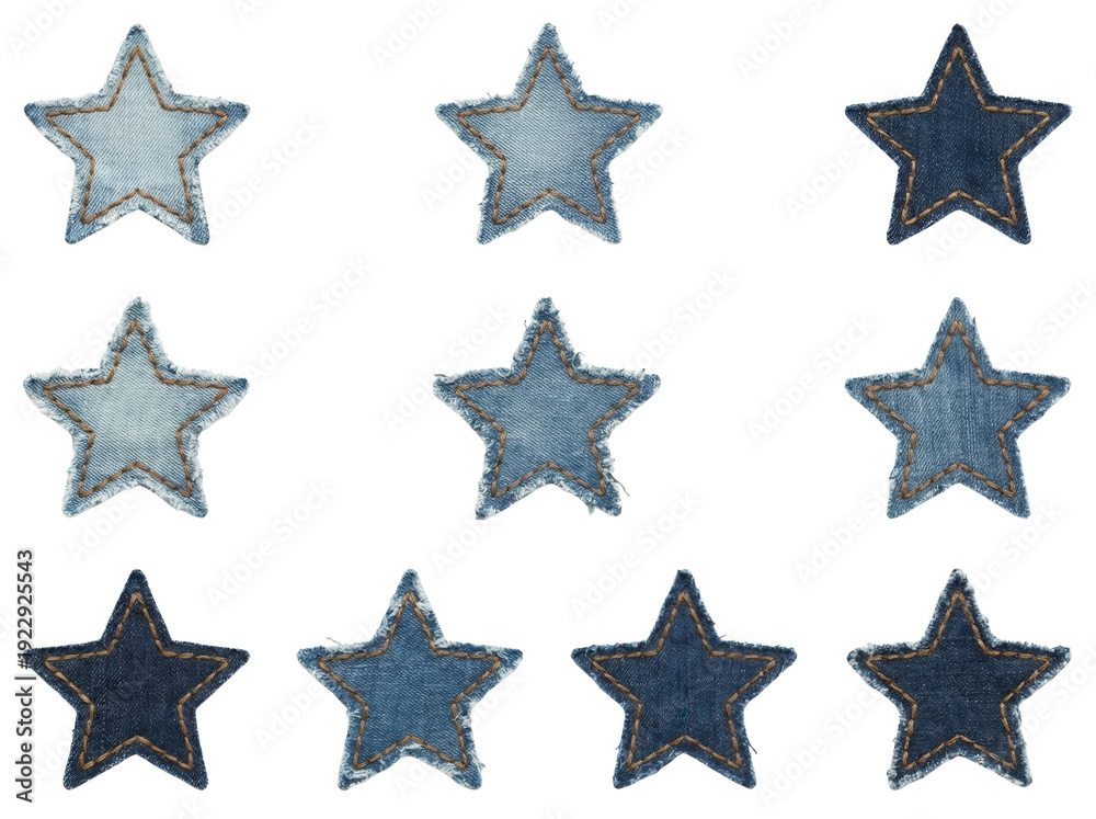 Obraz premium Denim Stars: Collection of Blue Jean Star Shapes