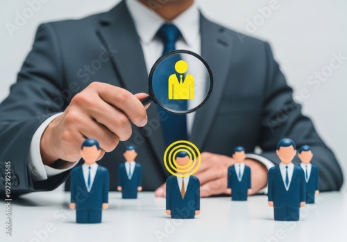 Wallpaper Mural A businessman selecting a candidate with a magnifying glass. Torontodigital.ca