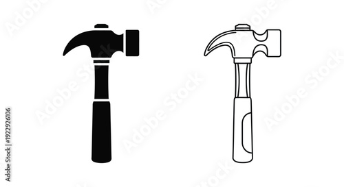 Two hammer icons one filled one outline side by side