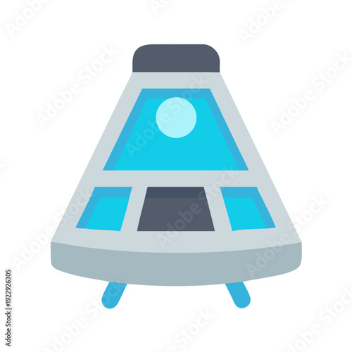 Retro style space capsule against black background, vector graphics in pastel tones
