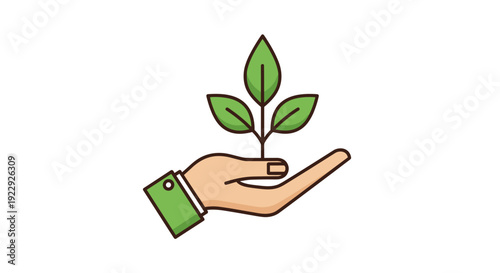 Hand Holding a Green Sapling