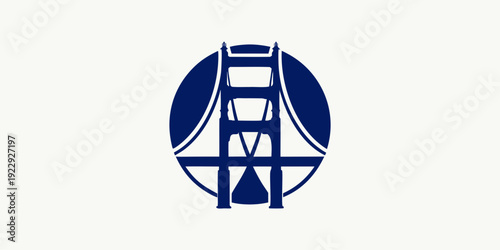 USA, US, U.S, United States - Minimal line-art Golden Gate Bridge circle emblem SVG