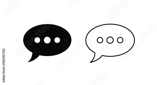 Two speech bubbles one solid black and one outlined with ellipsis