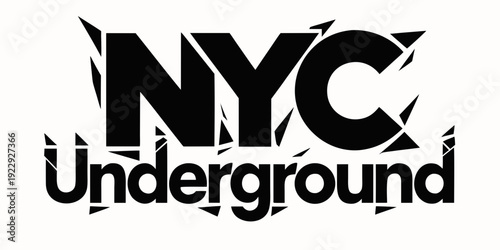USA, US, U.S, United States - Vintage subway typography SVG “NYC Underground”, bold condensed font, gritty vector style