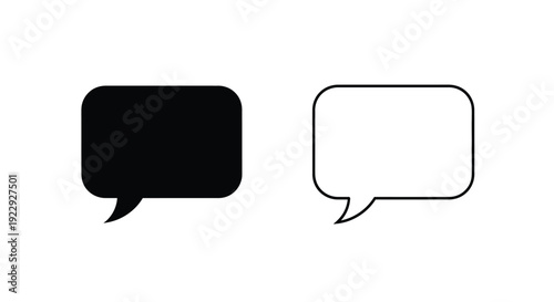 Two speech bubbles one solid black one outlined in white