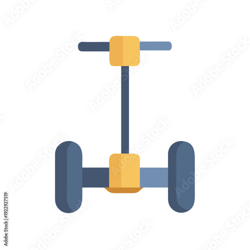Flat design illustration of a self-balancing scooter on a black background
